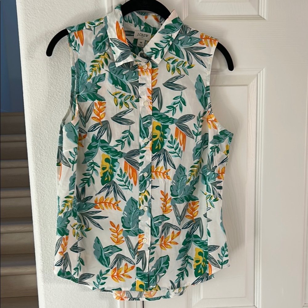 J. Crew Women's Sleeveless Tropical Print Top - Multicolor